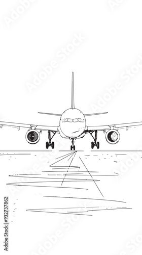 One line airplane. Travel aviation, private plane and airlines linear sketch vector illustration