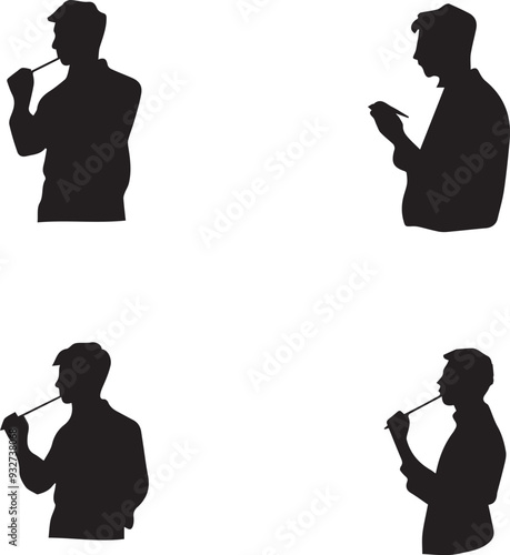 Cameo man smoking black silhouette
