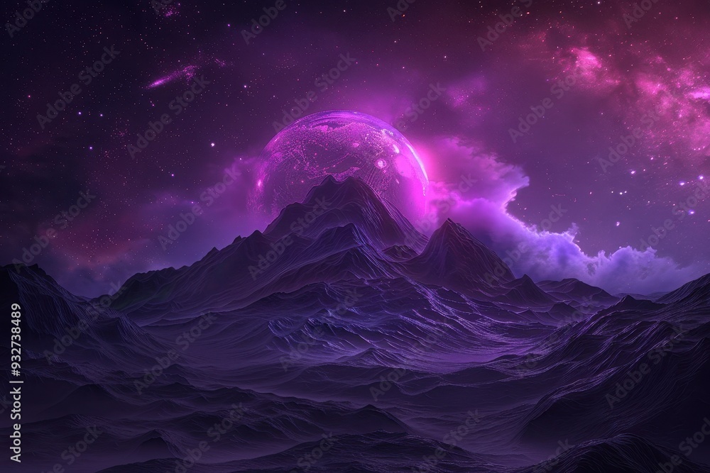 Alien Planet Fantasy Landscape, a captivating 3D rendered scene ...