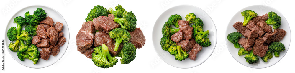Healthy meal with broccoli and lean meat served in white dishes. Ideal for nutrition, fitness, and meal prep Healthy meal with broccoli and lean meat served in white dishes. Ideal for nutrition, fitness, and meal prep