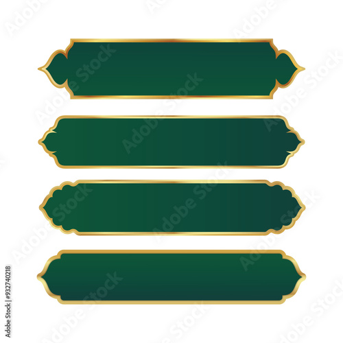 luxury green golden arch islamic ornamental text box