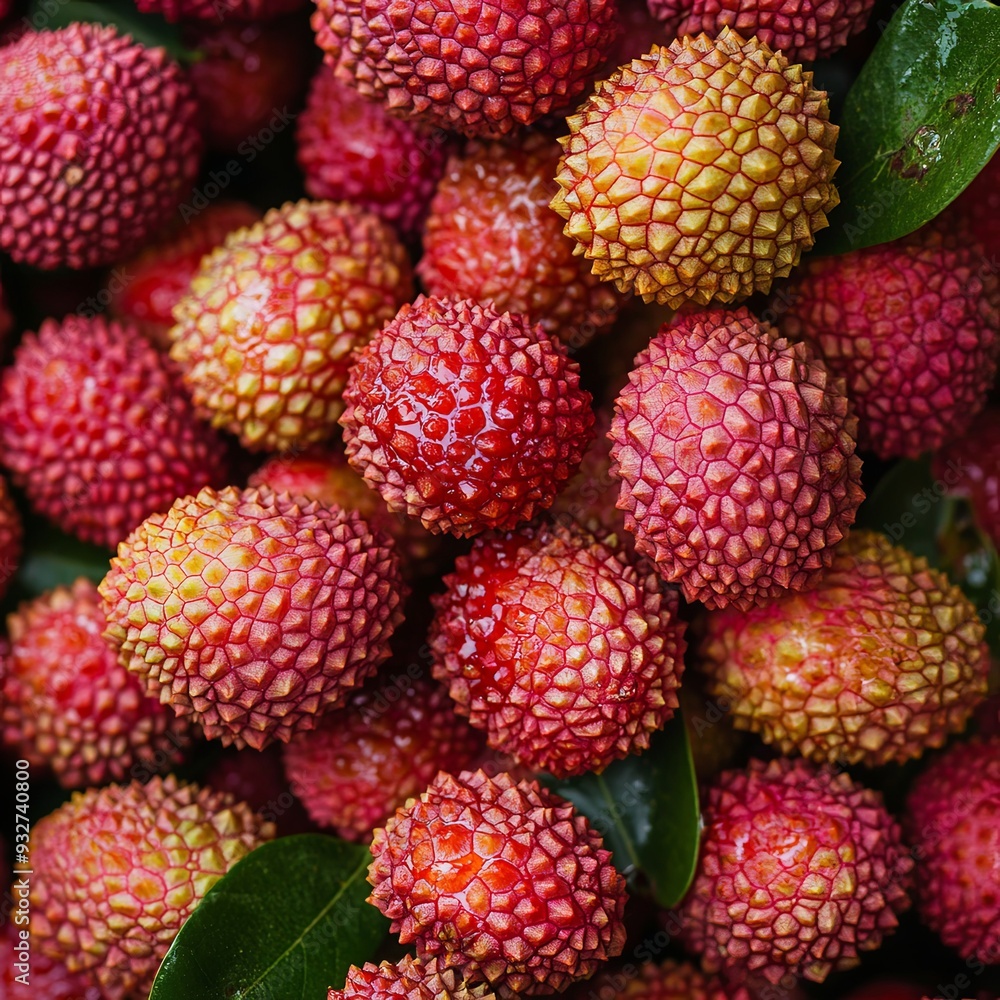 a lot of ripe juicy red lychee close up a lot of ripe juicy red lychee close up
