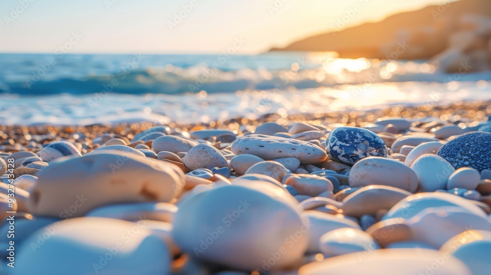 Obraz premium Smooth pebbles on a sunlit beach