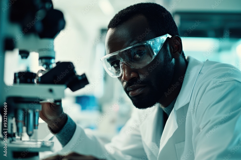 A photo male scientist is doing research in the laboratory. A photo male scientist is doing research in the laboratory.