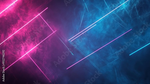 Neon Lights and Smoke Abstract Background photo