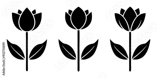Tulip flower icons vector silhouette illustration