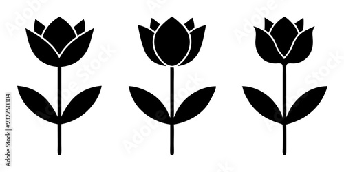 Tulip flower icons vector silhouette illustration