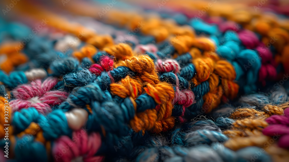 Close-Up Macro Photography of Multicolored Yarn Texture Close-Up Macro Photography of Multicolored Yarn Texture