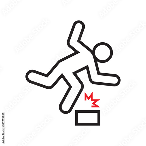 Watch your steps stumbling caution icon sign vector background