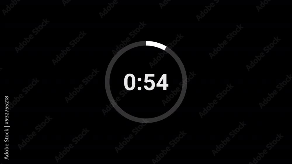 One minute countdown animation from 60 seconds to 0 seconds on a transparent background, One minute countdown timer with alpha channel One minute countdown animation from 60 seconds to 0 seconds on a transparent background, One minute countdown timer with alpha channel