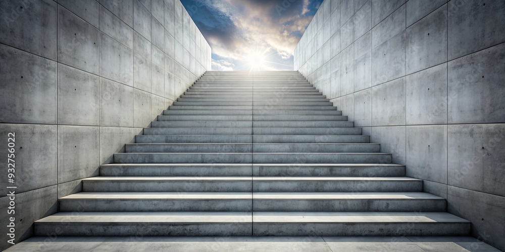 Fototapeta premium Concrete stairs leading upwards symbolizing the path to success