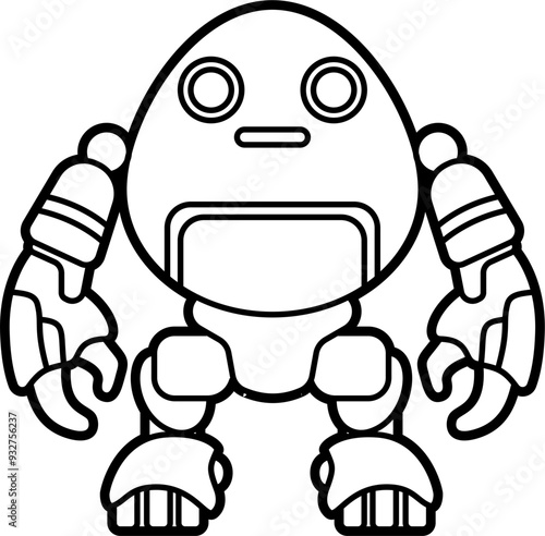 Robot coloring outline illustration vector