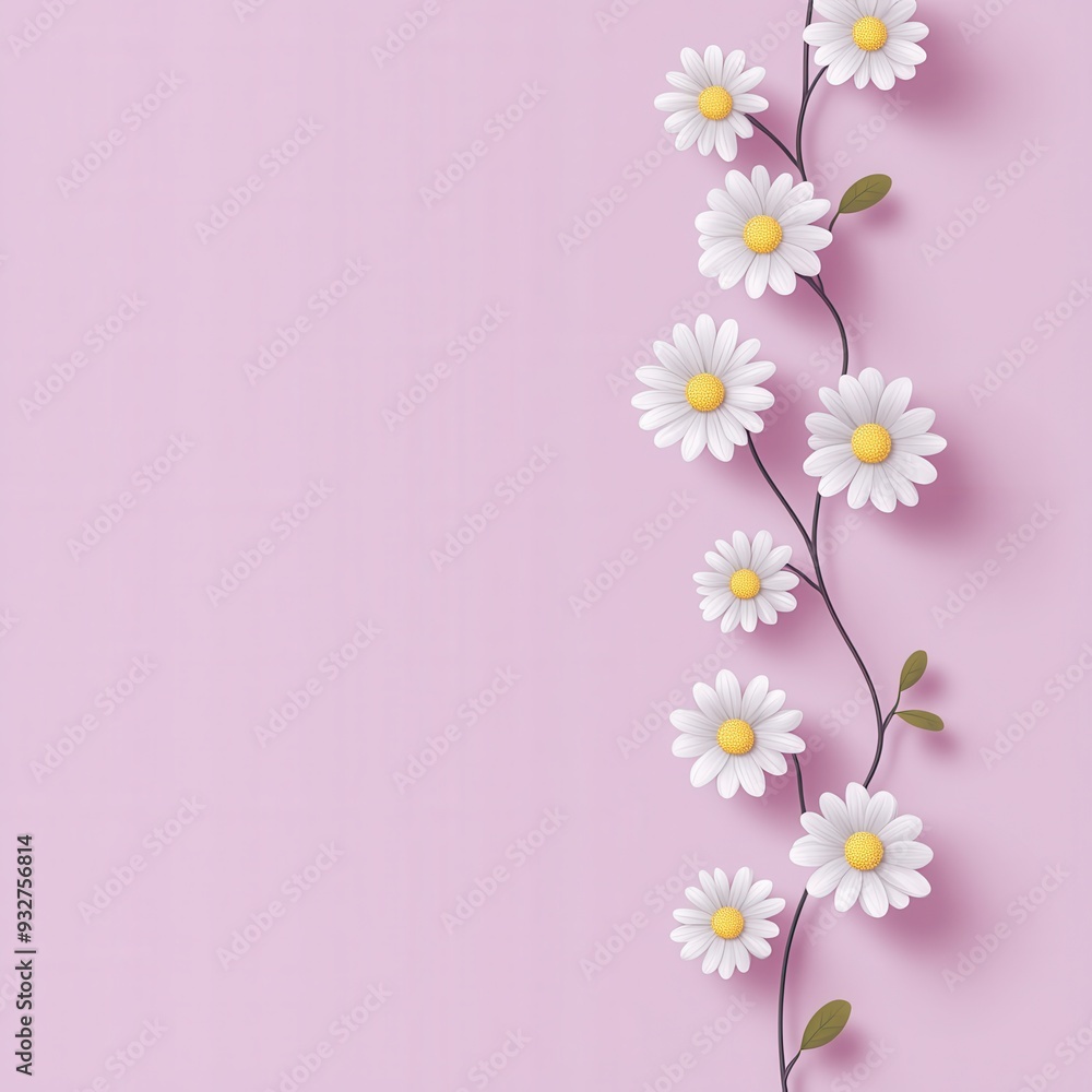 A charming arrangement of daisies on a soft pink background, perfect for adding a touch of floral elegance to any design. A charming arrangement of daisies on a soft pink background, perfect for adding a touch of floral elegance to any design.