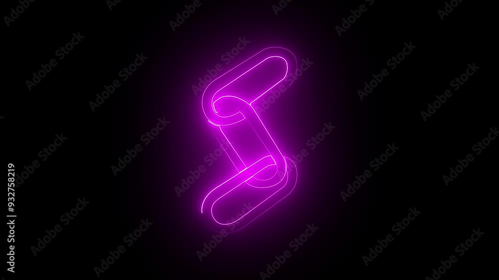 Neon chain icon purple color glowing animated black background Neon chain icon purple color glowing animated black background