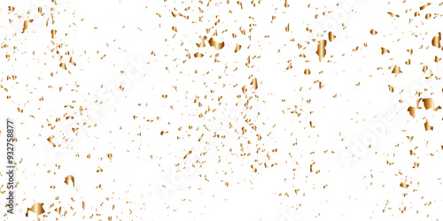  Golden glitter confetti falling down on transparent background. Vector illustration 