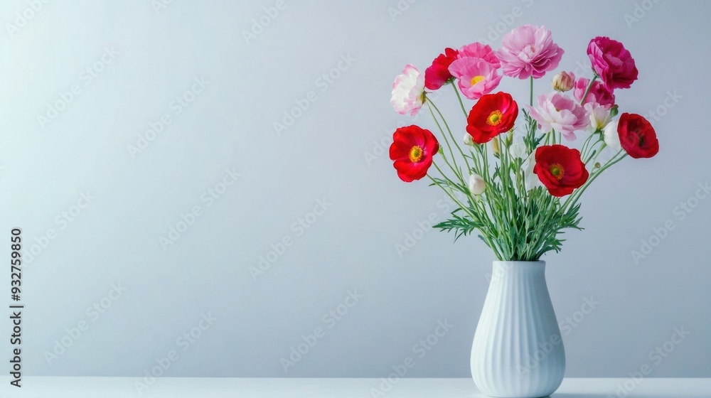 Fototapeta premium Colorful Flowers in a White Vase