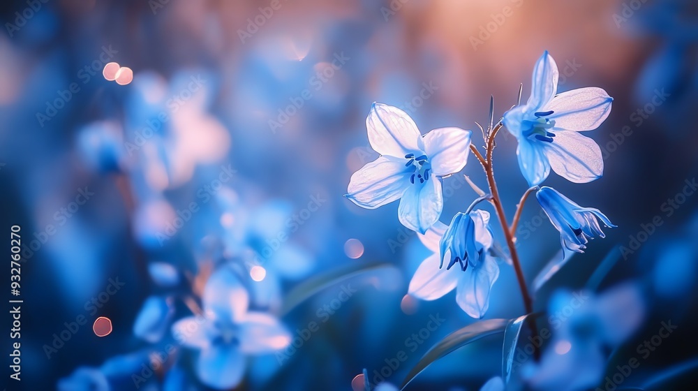 High-resolution macro shot of delicate bluebell flowers with intricate details and soft lighting, evoking tranquility High-resolution macro shot of delicate bluebell flowers with intricate details and soft lighting, evoking tranquility