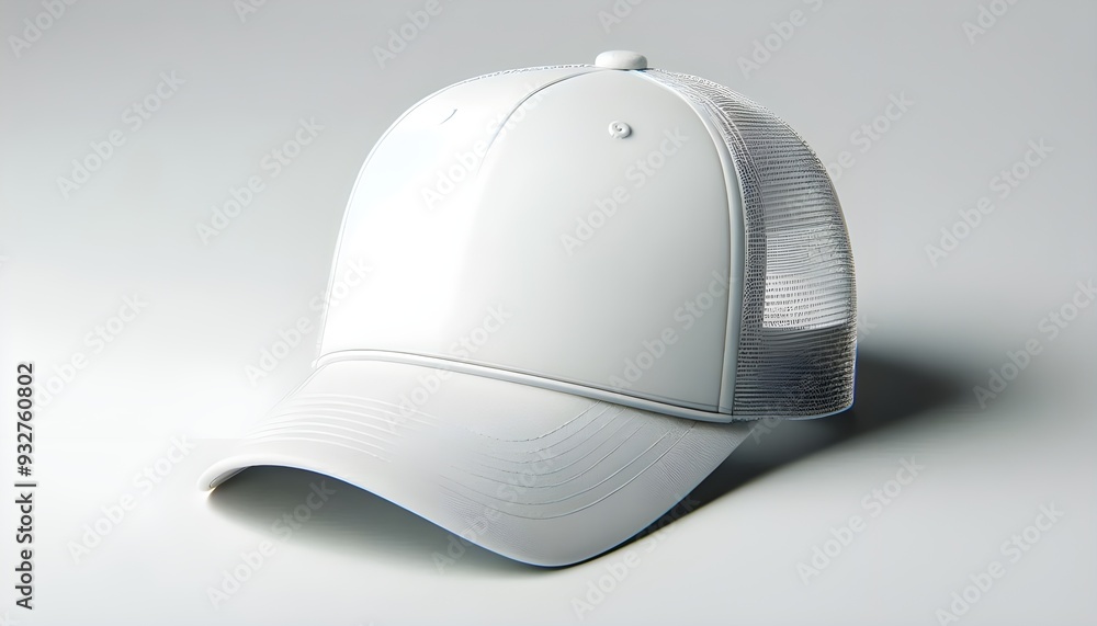 Obraz premium Blank white baseball and trucker hat mockup, half-turned view