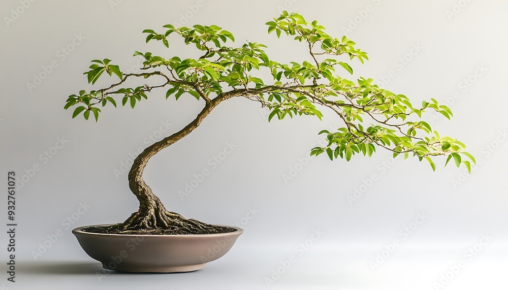 Bonsai Tree with Lush Green Foliage in a Brown Pot Bonsai Tree with Lush Green Foliage in a Brown Pot
