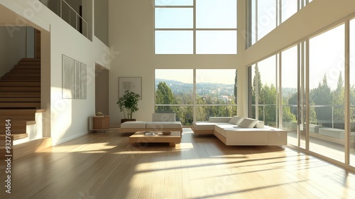 An open, airy living room with sparse furniture and a large window, emphasizing the zen of uncluttered spaces.