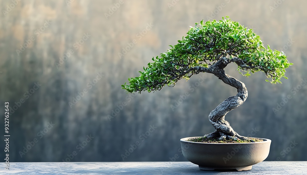 Bonsai Tree in Pot on Table with Blurred Background Bonsai Tree in Pot on Table with Blurred Background