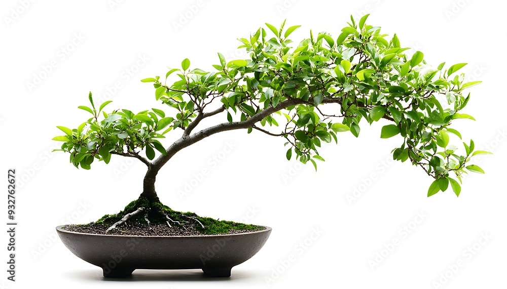Bonsai Tree with Green Leaves in Brown Pot Bonsai Tree with Green Leaves in Brown Pot