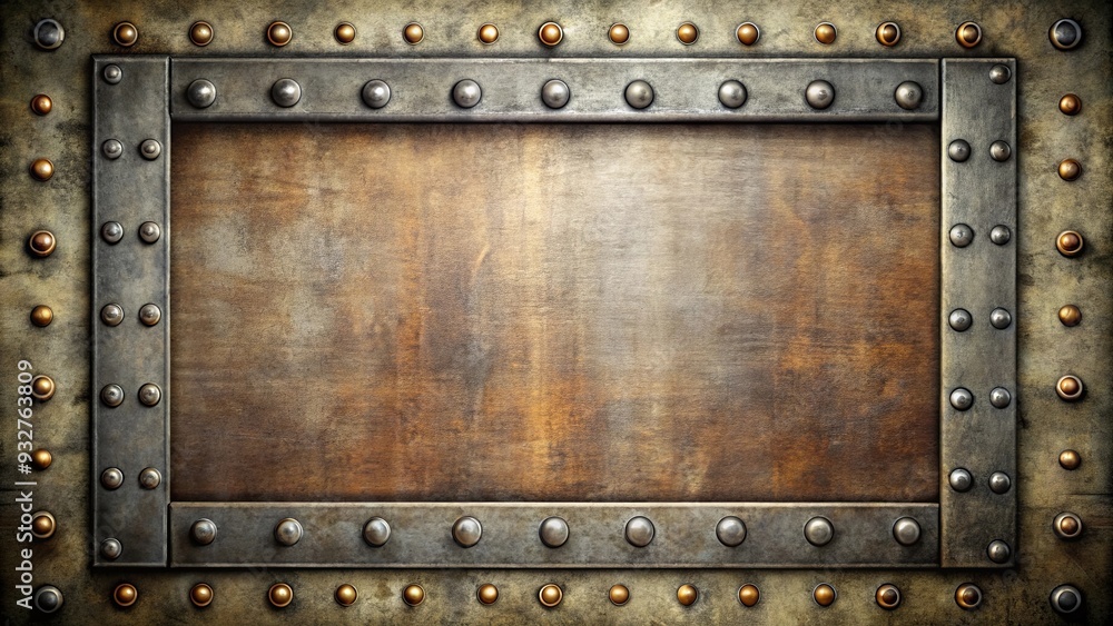Grunge metal frame with rivets background, perfect for industrial or edgy designs Grunge metal frame with rivets background, perfect for industrial or edgy designs
