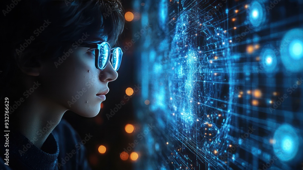 A quantum computing engineer visualizing quantum states using a 3D holographic interface, with entangled particles and quantum gates floating in the digital space. A quantum computing engineer visualizing quantum states using a 3D holographic interface, with entangled particles and quantum gates floating in the digital space.