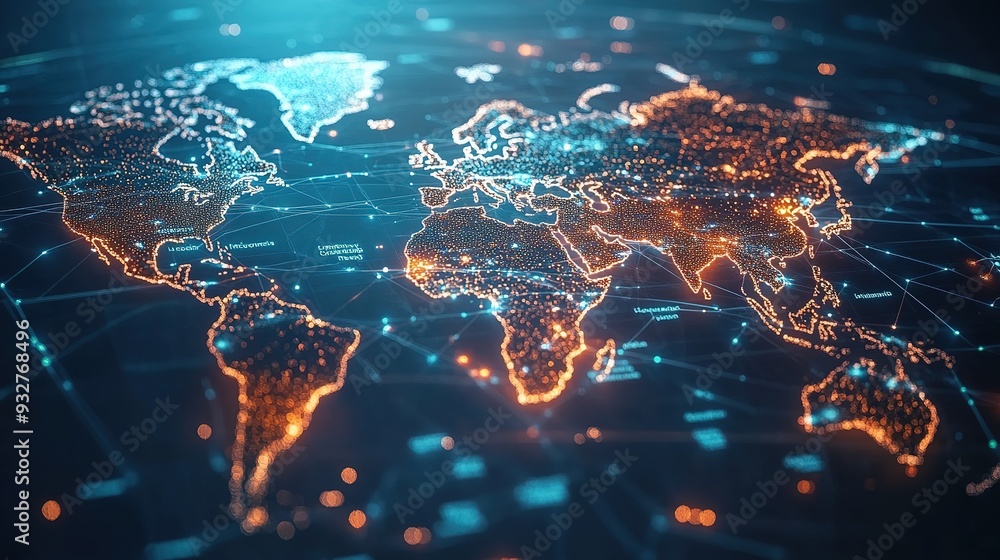 Fototapeta premium Global network concept. World map. Business strategy.