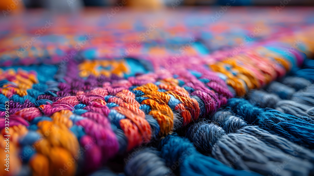 Obraz premium Colorful Woven Rug Macro Photography