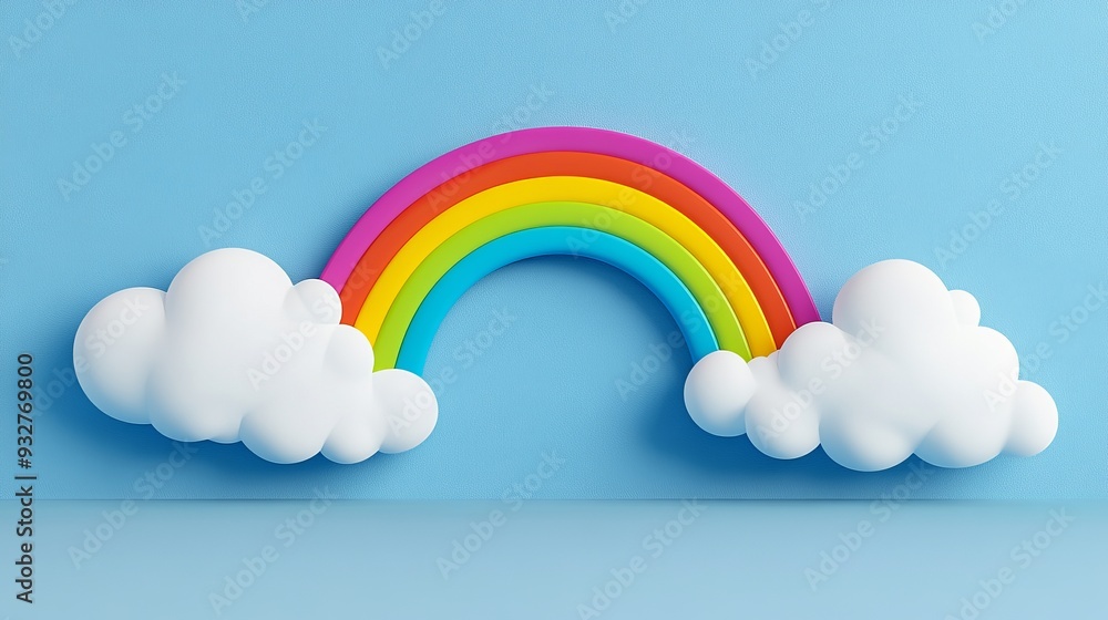 Radiant Rainbow Arching Over Fluffy Clouds - Weather Clipart Radiant Rainbow Arching Over Fluffy Clouds - Weather Clipart