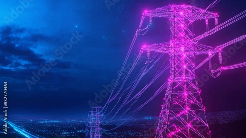 Illuminated High-Tech Power Grid Ensuring Secure Energy Flow