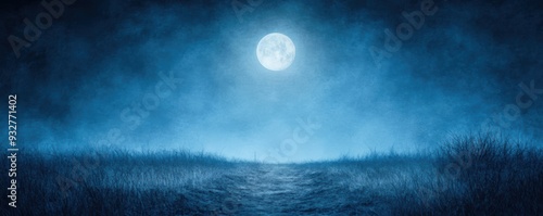 A haunting moonlit path through a desolate, hauntingly beautiful landscape
