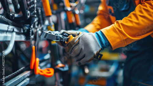 Mechanic's Hands Repairing a Metal Part