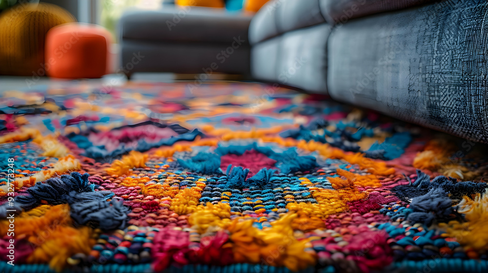 Obraz premium Colorful Woven Rug Closeup - Abstract Texture