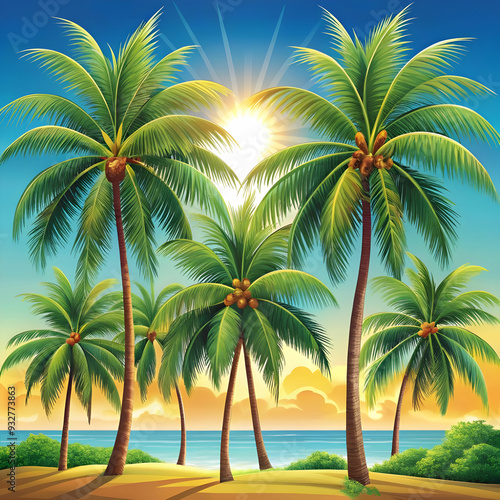 tropical palm trees vector illustration