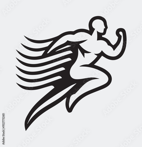  a dynamic vector logo featuring the outline of a person running.