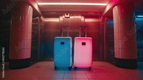 Traveler’s Luggage at Airport Terminal, Ready for Departure