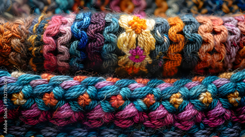 Colorful Knitted Fabric Texture Macro Photography Colorful Knitted Fabric Texture Macro Photography