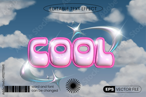Cool retro y2k style 3d inflated 3ditable text effect