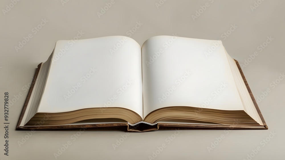Open book, blank white pages. Open book, blank white pages.