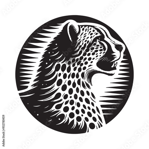 Leopard vector art silhouette design, white background