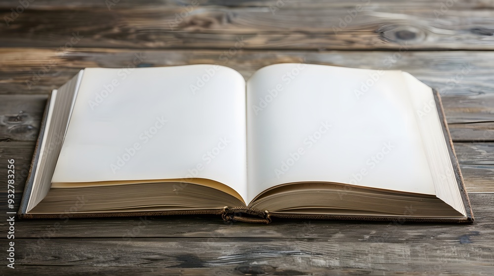 Open book, blank white pages. Open book, blank white pages.