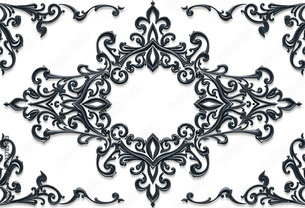 Arabesque design illustration on a white background, highlighting ornate details and symmetry. Arabesque design illustration on a white background, highlighting ornate details and symmetry.