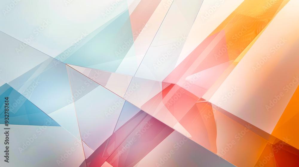 Abstract geometric crystal background in bright blue orange colors with refracting of light and highlights on the facets. contemporary crystal design, glass morphism. Transparent glass background Abstract geometric crystal background in bright blue orange colors with refracting of light and highlights on the facets. contemporary crystal design, glass morphism. Transparent glass background