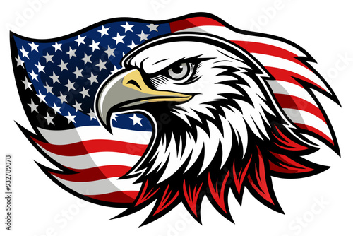 Patriotic Eagle and Flag T-Shirt Design. Perfect for: Independence Day, Veteran's Day, Memorial Day