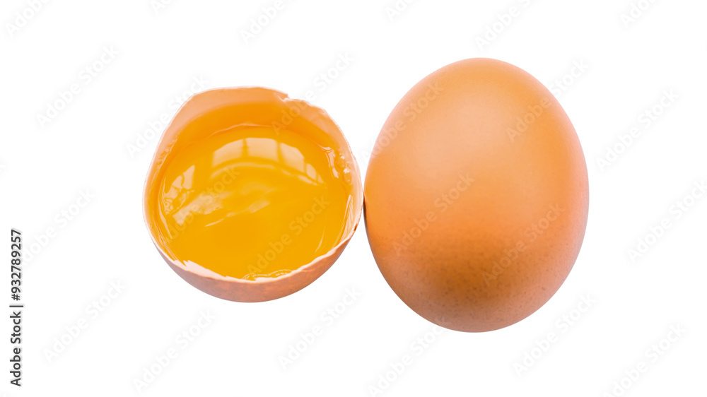 Chicken eggs and egg yolk on white background Chicken eggs and egg yolk on white background
