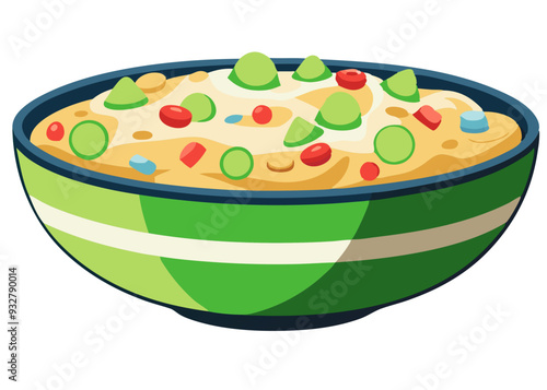 Traditional Russian Salad Olivier Illustration. Perfect for: International Food Festivals, New Year's Celebrations, Russian Cultural Events