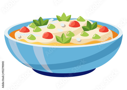 Classic Russian Olivier Salad Illustration. Perfect for: Nature Retreats, Art Exhibitions, Eco-friendly Projects