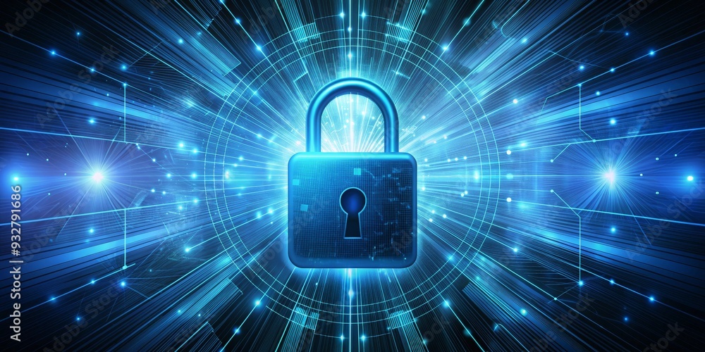 Cyber Security Lockdown Digital Network Grid, Padlock, Futuristic, Blue Glow, Digital Security, Network, Protection Cyber Security Lockdown Digital Network Grid, Padlock, Futuristic, Blue Glow, Digital Security, Network, Protection